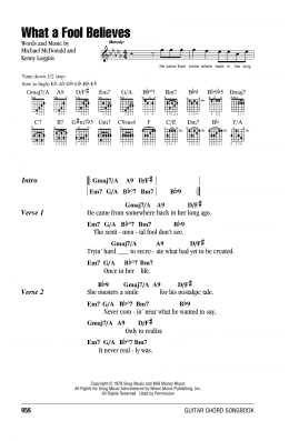page one of What A Fool Believes (Guitar Chords/Lyrics)
