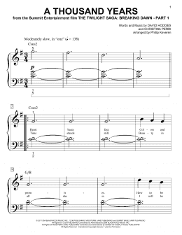 page one of A Thousand Years (arr. Phillip Keveren) (Big Note Piano)