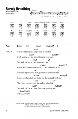 page one of Barely Breathing (Guitar Chords/Lyrics)