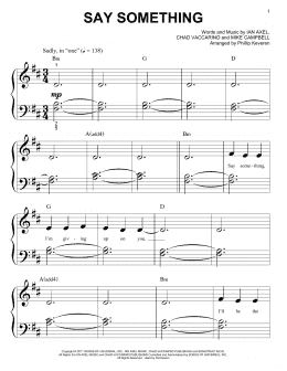 page one of Say Something (arr. Phillip Keveren) (Big Note Piano)