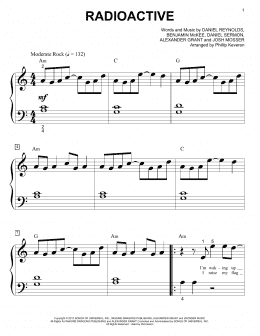 page one of Radioactive (arr. Phillip Keveren) (Big Note Piano)