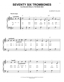 page one of Seventy Six Trombones (Very Easy Piano)
