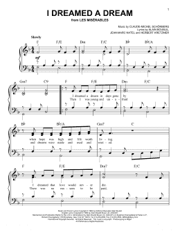 page one of I Dreamed A Dream (Very Easy Piano)