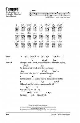 page one of Tempted (Guitar Chords/Lyrics)