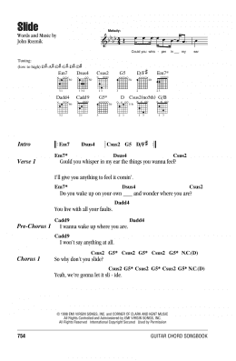 page one of Slide (Guitar Chords/Lyrics)