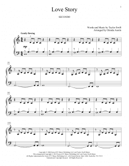 page one of Love Story (Piano Duet)