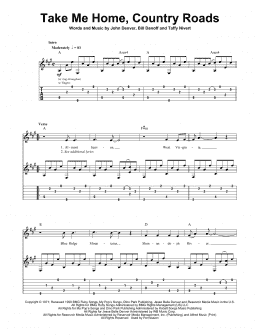 page one of Take Me Home, Country Roads (Guitar Tab (Single Guitar))