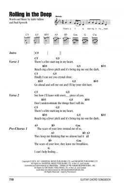 page one of Rolling In The Deep (Guitar Chords/Lyrics)