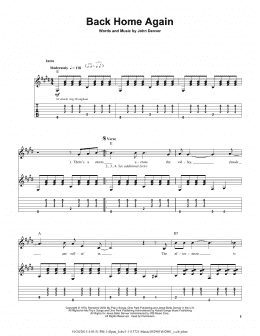 page one of Back Home Again (Guitar Tab (Single Guitar))