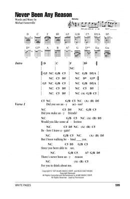 page one of Never Been Any Reason (Guitar Chords/Lyrics)