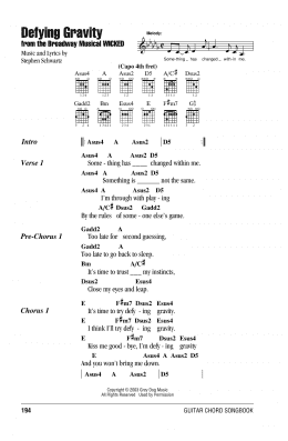 page one of Defying Gravity (from Wicked) (Guitar Chords/Lyrics)