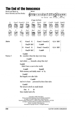 page one of The End Of The Innocence (Guitar Chords/Lyrics)
