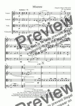 page one of Miserere (arranged for String Quartet)