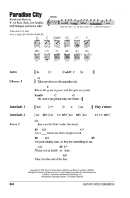 page one of Paradise City (Guitar Chords/Lyrics)