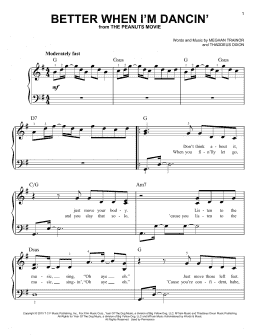 page one of Better When I'm Dancin' (Very Easy Piano)