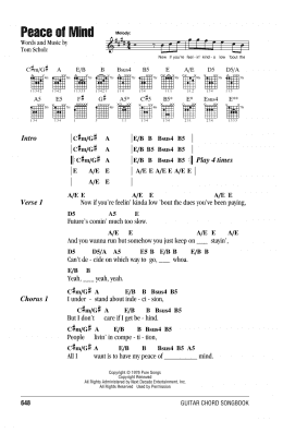 page one of Peace Of Mind (Guitar Chords/Lyrics)