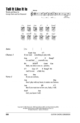 page one of Tell It Like It Is (Guitar Chords/Lyrics)