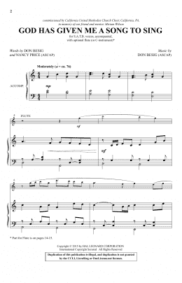 page one of God Has Given Me A Song To Sing (SATB Choir)
