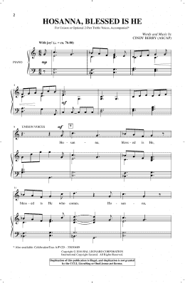 page one of Hosanna, Blessed Is He (2-Part Choir)