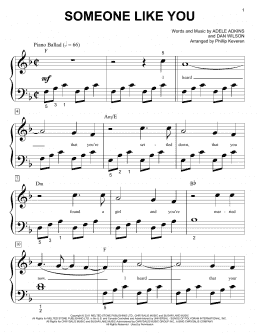 page one of Someone Like You (arr. Phillip Keveren) (Big Note Piano)