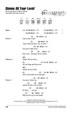 page one of Gimme All Your Lovin' (Guitar Chords/Lyrics)
