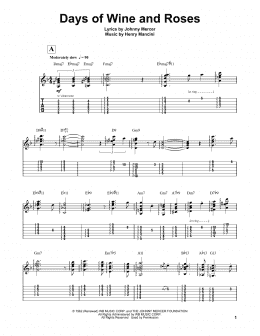 page one of Days Of Wine And Roses (Guitar Tab (Single Guitar))