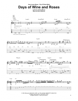page one of Days Of Wine And Roses (Guitar Tab)