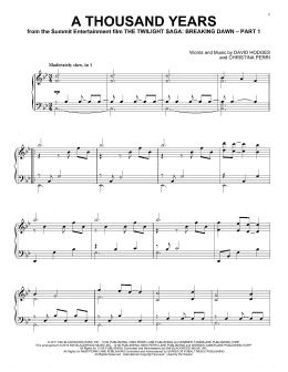 page one of A Thousand Years (Piano Solo)