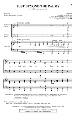 page one of Just Beyond The Palms (SATB Choir)