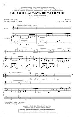 page one of God Will Always Be With You (SATB Choir)