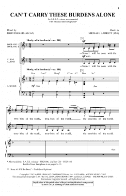 page one of Can't Carry These Burdens Alone (SSAA Choir)