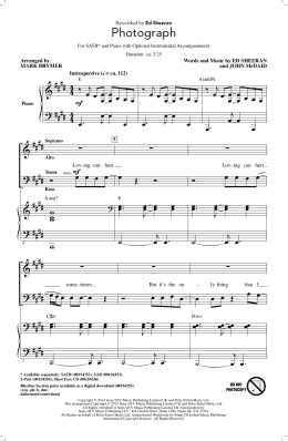 page one of Photograph (SATB Choir)