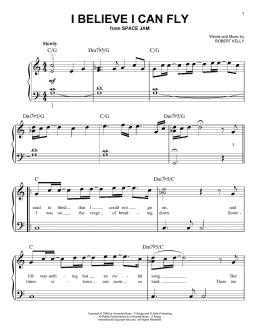 page one of I Believe I Can Fly (Easy Piano)