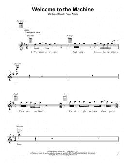 page one of Welcome To The Machine (Ukulele)