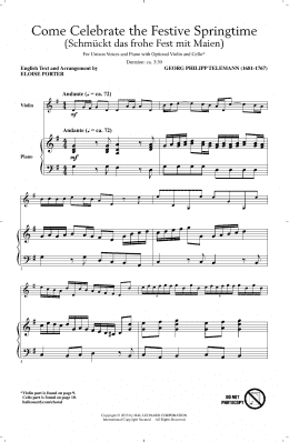 page one of Come Celebrate The Festive Springtime (arr. Eloise Porter) (Unison Choir)