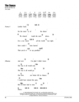 page one of The Dance (Guitar Chords/Lyrics)