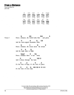 page one of From A Distance (Guitar Chords/Lyrics)