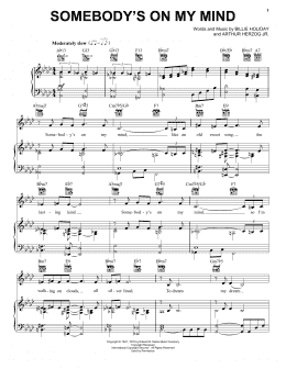 page one of Somebody's On My Mind (Piano, Vocal & Guitar Chords (Right-Hand Melody))