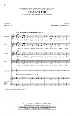 page one of Psalm 150 (SATB Choir)