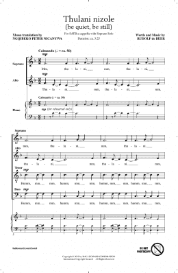 page one of Thulani Nizole (SATB Choir)