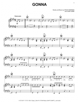 page one of Gonna (Piano, Vocal & Guitar Chords (Right-Hand Melody))