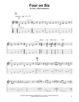 page one of Four On Six (Guitar Tab (Single Guitar))