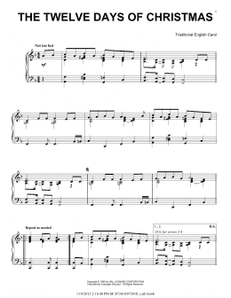 page one of The Twelve Days Of Christmas (Piano Solo)