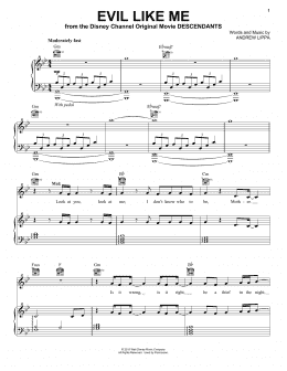 page one of Evil Like Me (from Disney's Descendants) (Piano, Vocal & Guitar Chords (Right-Hand Melody))