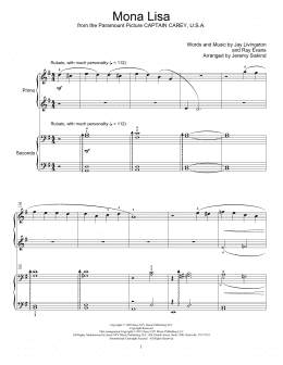 page one of Mona Lisa (Piano Duet)