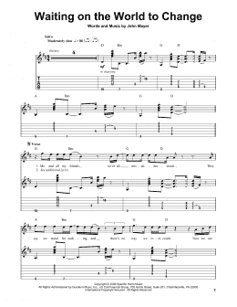 page one of Waiting On The World To Change (Guitar Tab (Single Guitar))