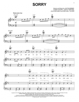 page one of Sorry (Piano, Vocal & Guitar Chords (Right-Hand Melody))