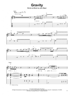 page one of Gravity (Guitar Tab (Single Guitar))