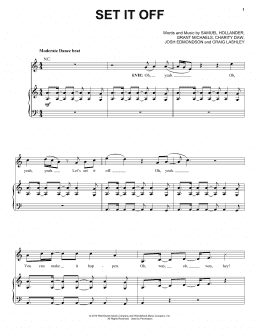 page one of Set It Off (from Disney's Descendants) (Piano, Vocal & Guitar Chords (Right-Hand Melody))