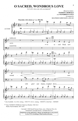 page one of O Sacred, Wondrous Love (SAB Choir)